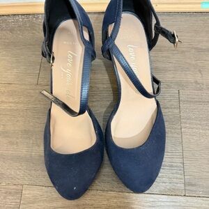 New Look Navy Pointed Slingback Heels with Ankle Strap